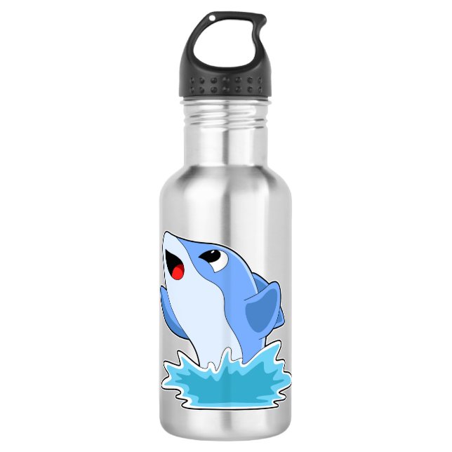 Dolphin im Wasser Edelstahlflasche (Vorderseite)