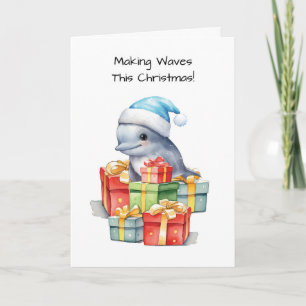 Dolphin in der Weihnachtsmannmütze Weihnachtsgesch Karte