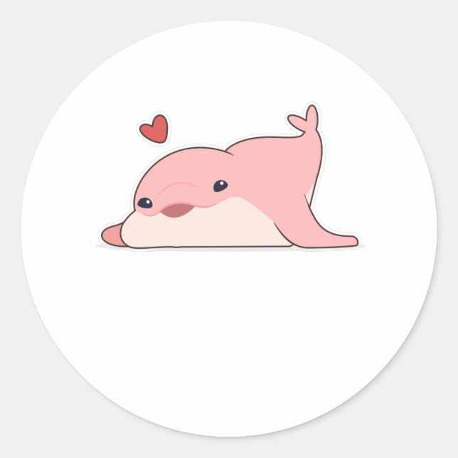 Dolphin in Liebe mit dem Herzen Runder Aufkleber (Vorderseite)