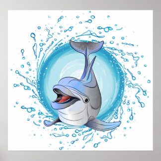 Dolphin in Splash Circle lachen Poster