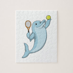 Dolphin in Tennis mit Tennisschläger