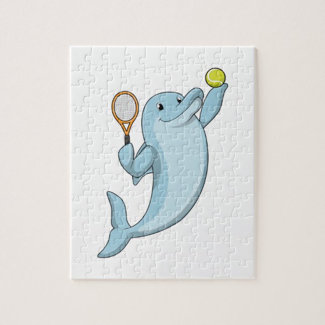 Dolphin in Tennis mit Tennisschläger (Vertikal)