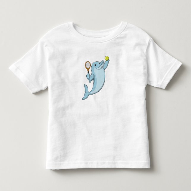 Dolphin in Tennis mit Tennisschläger Kleinkind T-shirt (Vorderseite)