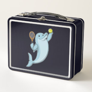 Dolphin in Tennis mit Tennisschläger Metall Brotdose