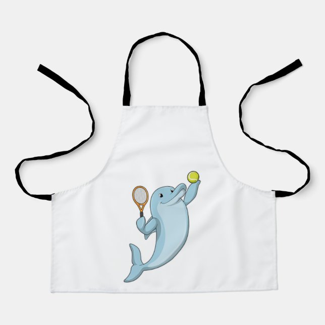 Dolphin in Tennis mit Tennisschläger Schürze (Vorderseite)
