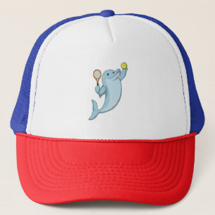 Dolphin in Tennis mit Tennisschläger Truckerkappe