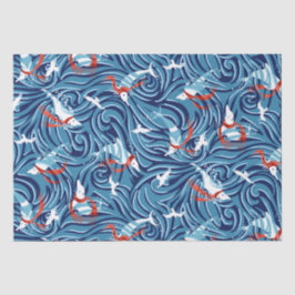 Dolphin Joy Tropical Nautical Christmas/Blue, Red Seidenpapier