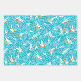 Dolphin Joy Tropical Ocean Schönes Weihnachten Geschenkpapier Set