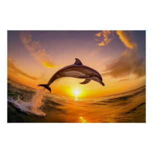 Dolphin Jumping and Splashing Poster