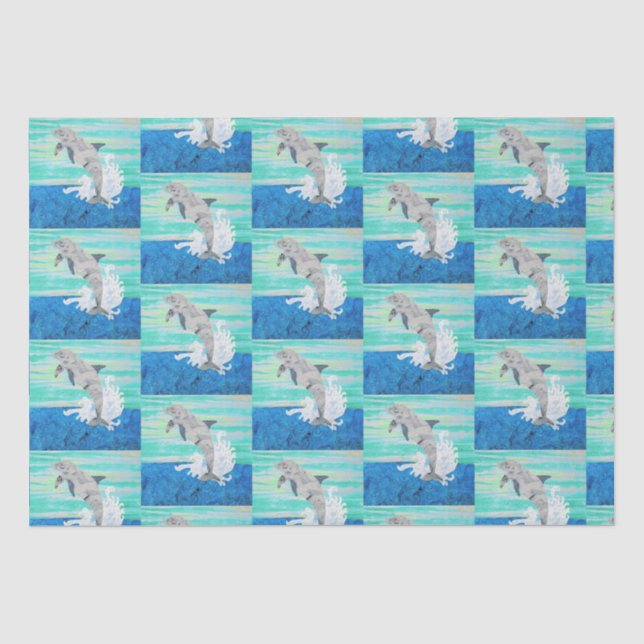 Dolphin Jumping Ocean Splash Tropical Sea Life Seidenpapier (Vorderseite)