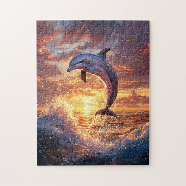 Dolphin Leaping bei Sonnenuntergang (Vertikal)