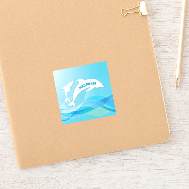Dolphin Leaping im Ozean Personalisiert Aufkleber (Notizbuch)