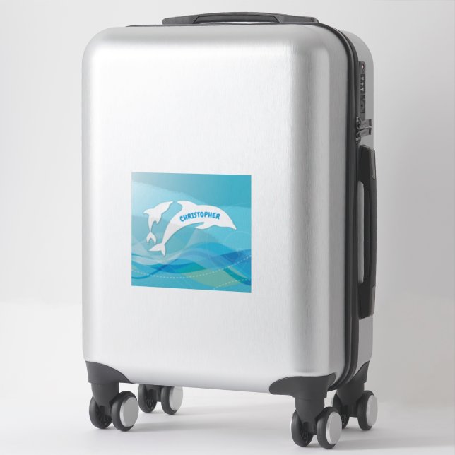 Dolphin Leaping im Ozean Personalisiert Aufkleber (Koffer)