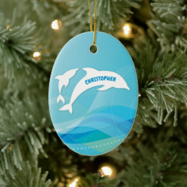 Dolphin Leaping im Ozean Personalisiert Keramik Ornament
