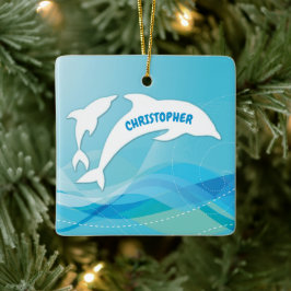 Dolphin Leaping im Ozean Personalisiert Keramikornament