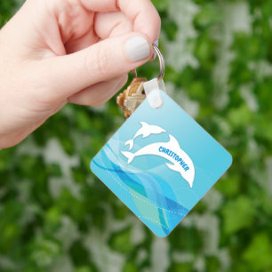 Dolphin Leaping im Ozean Personalisiert Schlüsselanhänger