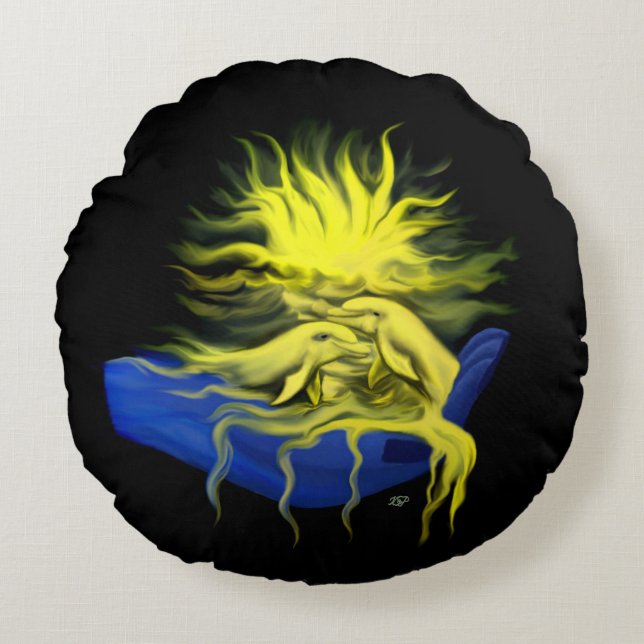 Dolphin-Liebe Rundes Kissen (Vorderseite)