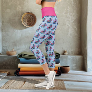 Dolphin Lotus Blume Kirschblüten Capri Leggings