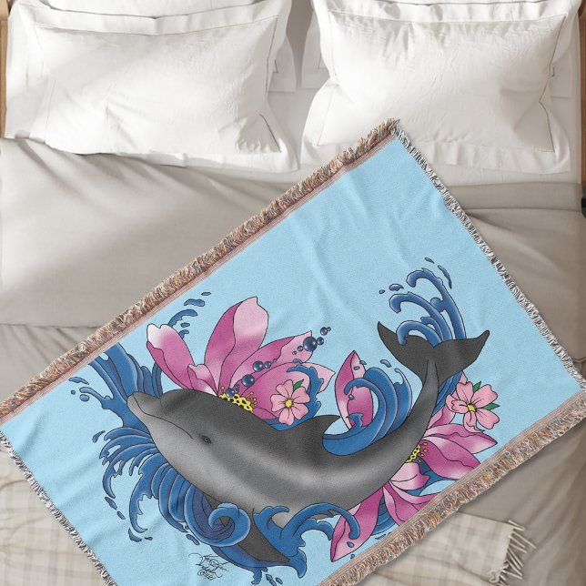 Dolphin Lotus Blume Kirschblüten Decke (Von Creator hochgeladen)