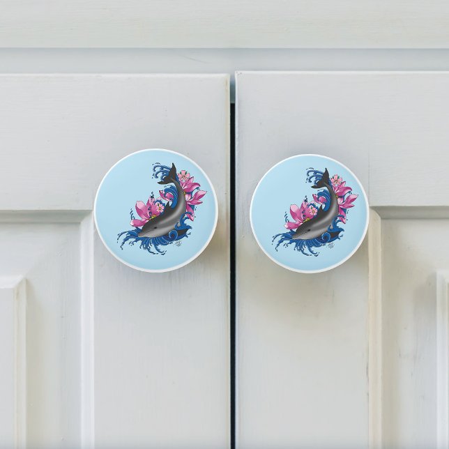 Dolphin Lotus Blume Kirschblüten Keramikknauf (Von Creator hochgeladen)