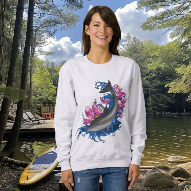 Dolphin Lotus Blume Kirschblüten Sweatshirt (Von Creator hochgeladen)