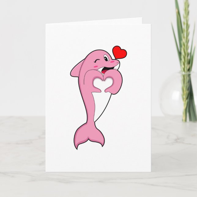 Dolphin Love Heart Karte (Vorderseite)
