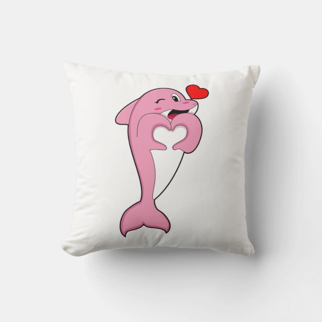 Dolphin Love Heart Kissen (Vorderseite)