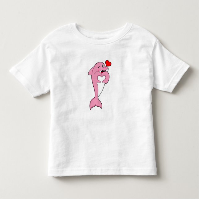 Dolphin Love Heart Kleinkind T-shirt (Vorderseite)