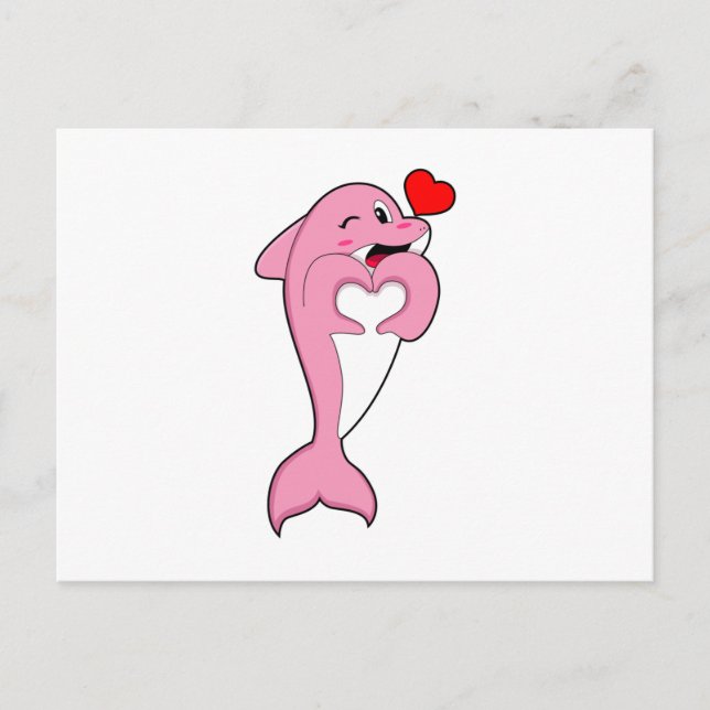 Dolphin Love Heart Postkarte (Vorderseite)