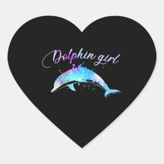 Dolphin Lover Geschenk| Galaxy Dolphin Girl Herz-Aufkleber