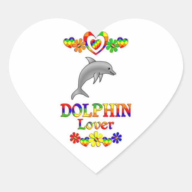 Dolphin Lover Herz-Aufkleber (Vorderseite)