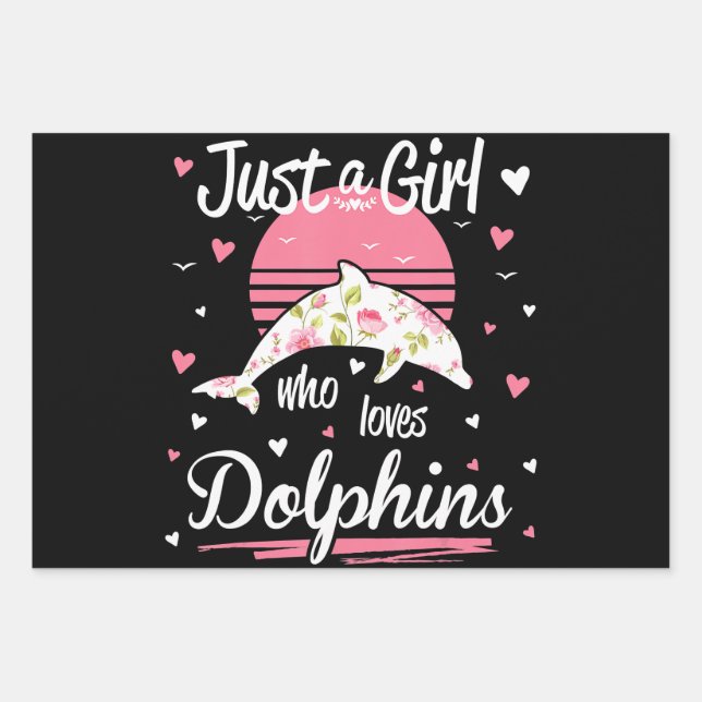 Dolphin Lover| Nur ein Mädchen, das Delphine  Geschenkpapier Set (Vorderseite)