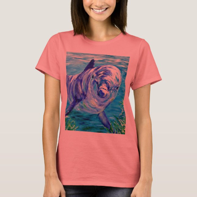 Dolphin-Malerei im Unterwasser-Bild T-Shirt (Vorderseite)