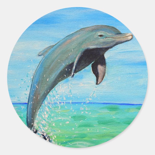 Dolphin-Malerei Runder Aufkleber (Vorderseite)