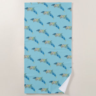Dolphin-Malerei Wasserfarbe Strandtuch