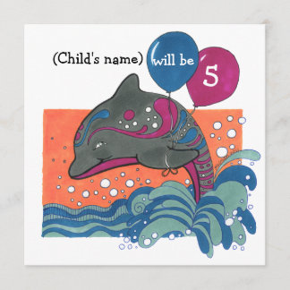 Dolphin mit Balloons 5. Geburtstag Einladung