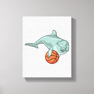 Dolphin mit Basketball Leinwanddruck