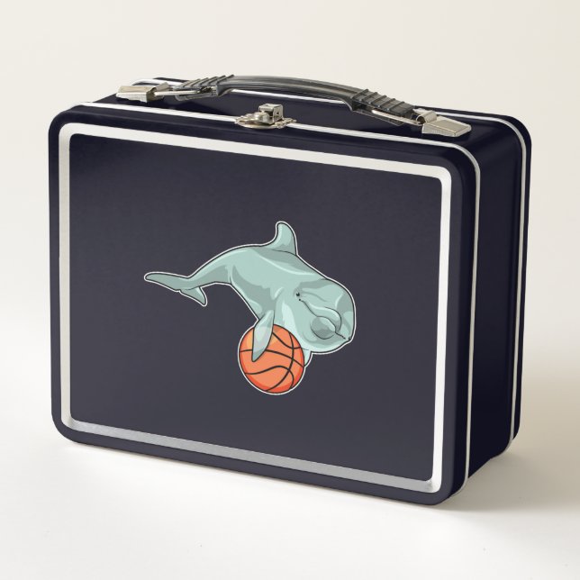 Dolphin mit Basketball Metall Brotdose (Vorderseite)