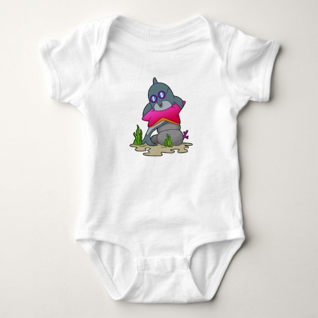 Dolphin mit Brille Baby Strampler (Vorderseite)