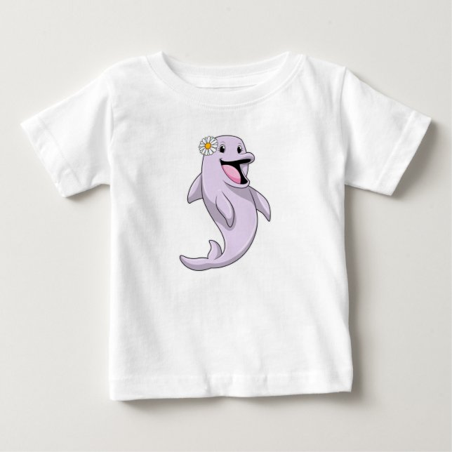 Dolphin mit Daisy-Blume Baby T-shirt (Vorderseite)