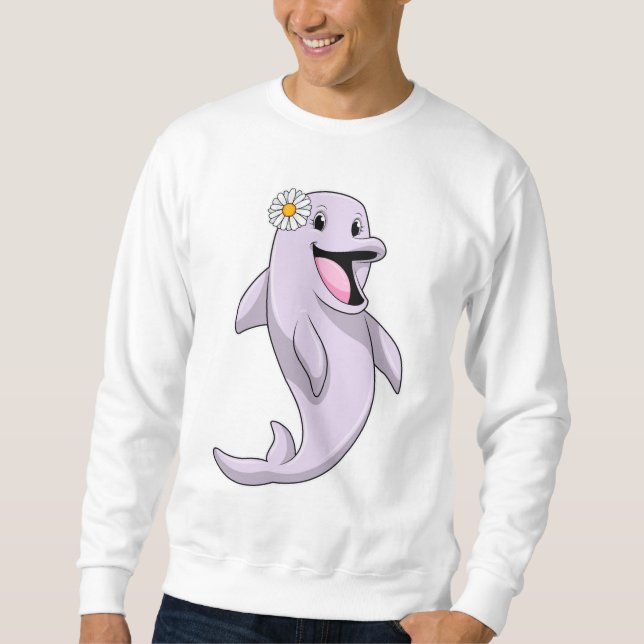 Dolphin mit Daisy-Blume Sweatshirt (Vorderseite)