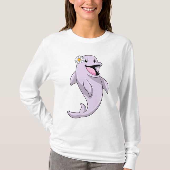 Dolphin mit Daisy-Blume T-Shirt (Vorderseite)