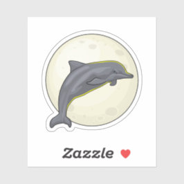 Dolphin mit dem Mond Aufkleber