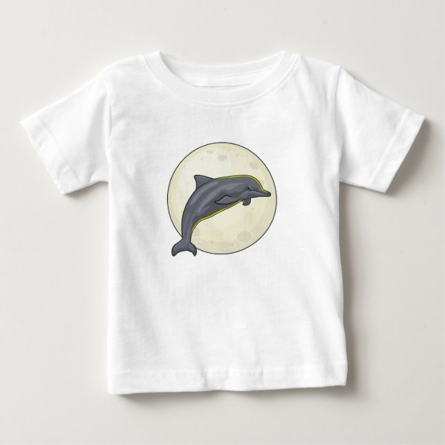 Dolphin mit dem Mond Baby T-shirt (Vorderseite)