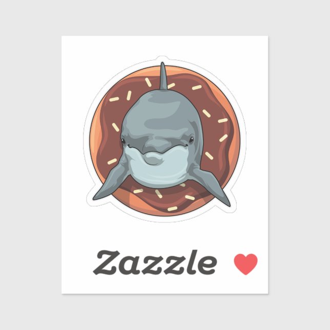 Dolphin mit Donut Aufkleber (Blatt)