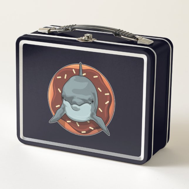 Dolphin mit Donut Metall Brotdose (Vorderseite)