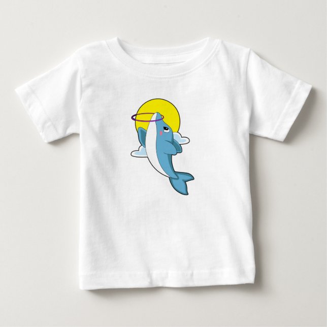 Dolphin mit Fitness-Reifen Baby T-shirt (Vorderseite)