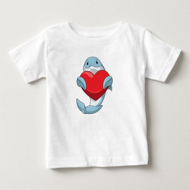 Dolphin mit Herz Baby T-shirt (Vorderseite)
