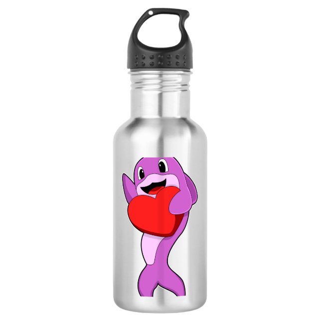 Dolphin mit Herz Edelstahlflasche (Vorderseite)