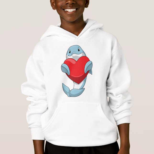 Dolphin mit Herz Hoodie (Vorderseite)